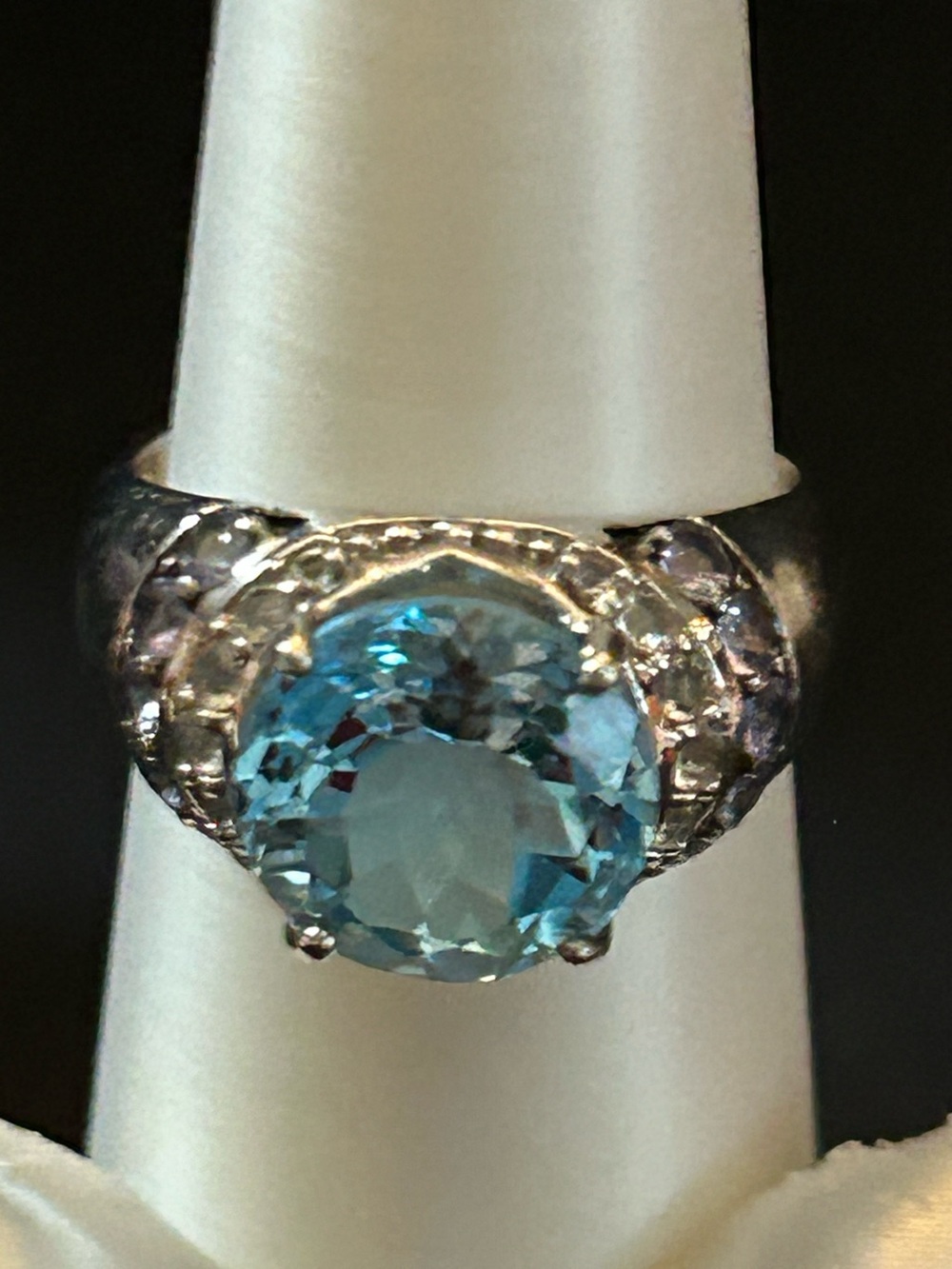 6.37CT Blue Topaz & .58CT Tanzanite w/.42CT White Topaz 925 Sterling Silver Ring - Picture 13 of 15